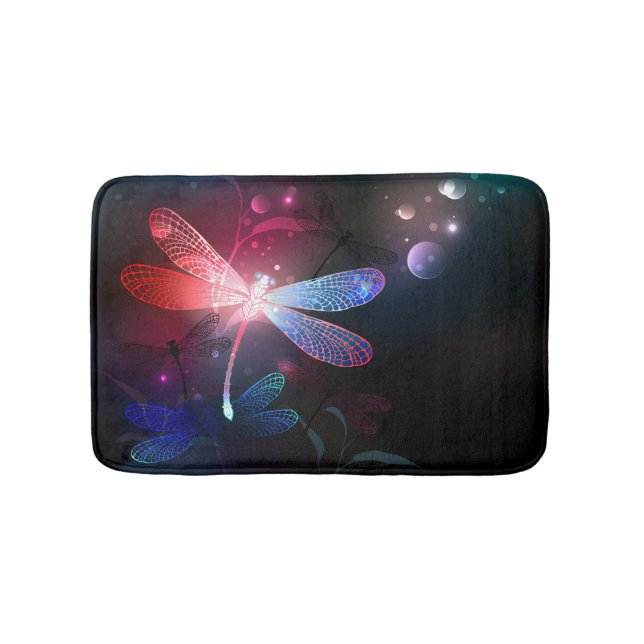 Glowing red dragonfly bath mat (Front)