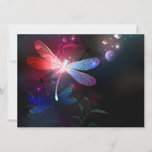 Glowing red dragonfly card