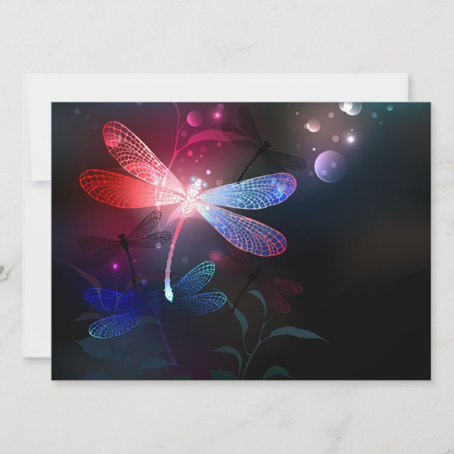 Glowing red dragonfly card (Front)