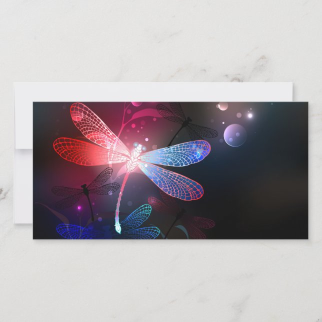 Glowing red dragonfly card (Front)