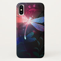 Glowing red dragonfly