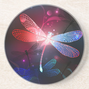 Glowing red dragonfly coaster