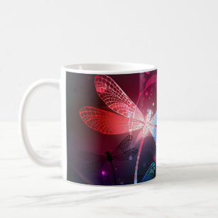Glowing red dragonfly coffee mug