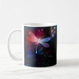 Glowing red dragonfly coffee mug