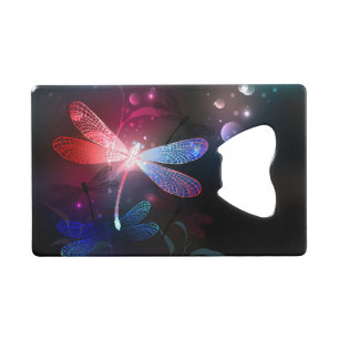 Glowing red dragonfly credit card bottle opener