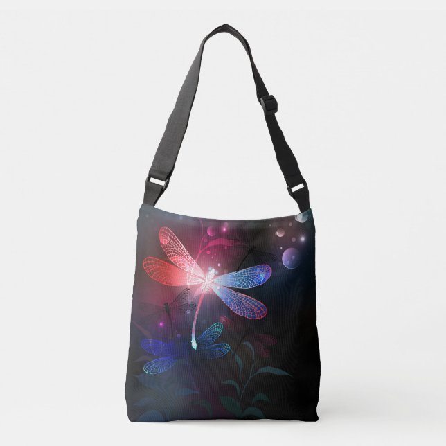 Glowing red dragonfly crossbody bag (Front)