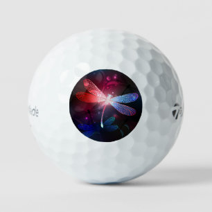 Glowing red dragonfly golf balls