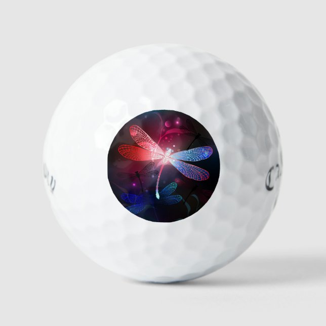 Glowing red dragonfly golf balls (Front)