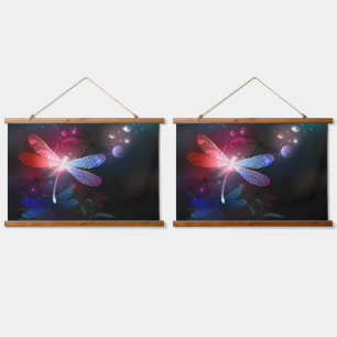 Glowing red dragonfly hanging tapestry