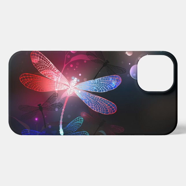 Glowing red dragonfly iPhone case (Back Horizontal)