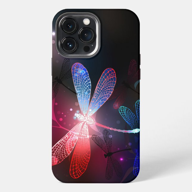Glowing red dragonfly iPhone case (Back)