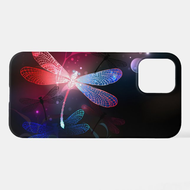 Glowing red dragonfly iPhone case (Back Horizontal)