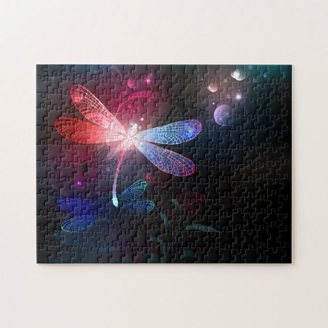 Glowing red dragonfly jigsaw puzzle (Horizontal)