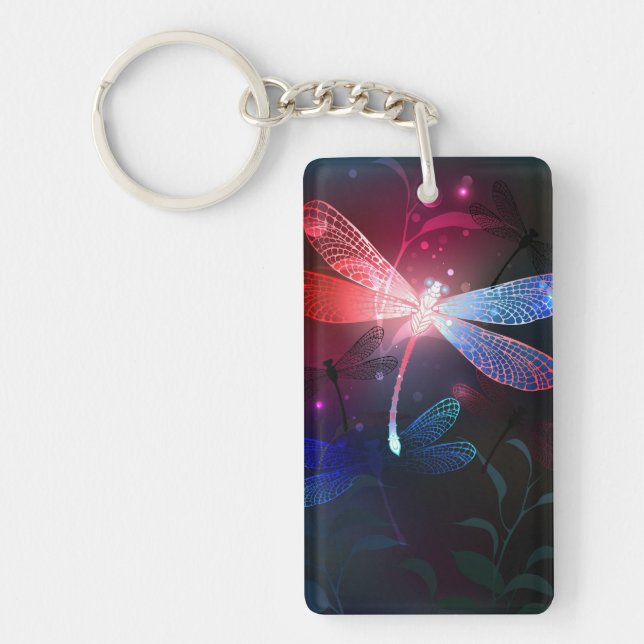 Glowing red dragonfly keychain (Front)
