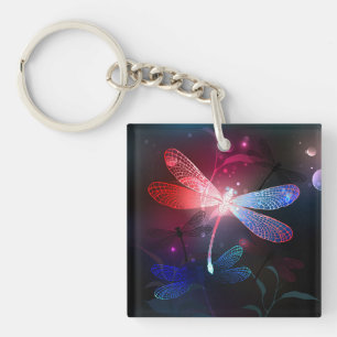 Glowing red dragonfly keychain