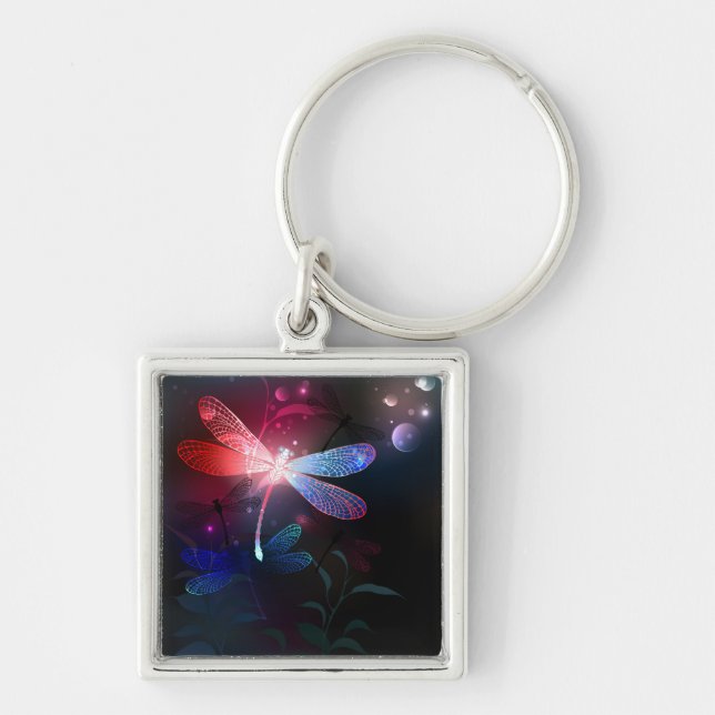 Glowing red dragonfly keychain (Front)
