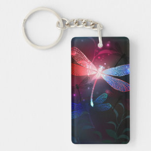 Glowing red dragonfly keychain