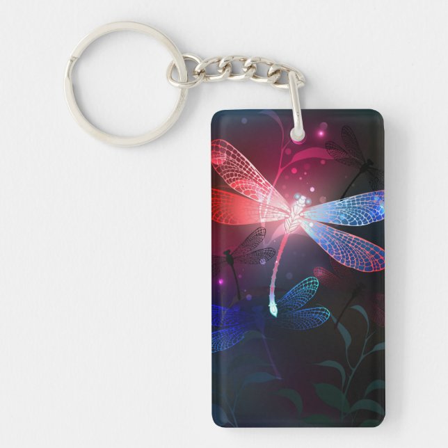 Glowing red dragonfly keychain (Front)