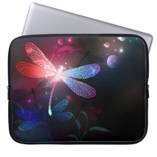 Glowing red dragonfly laptop sleeve