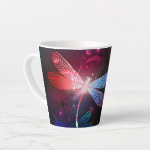 Glowing red dragonfly latte mug