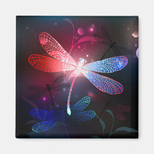 Glowing red dragonfly magnet