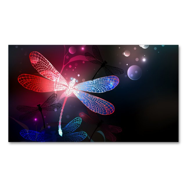 Glowing red dragonfly 	Magnetic business card (Front)