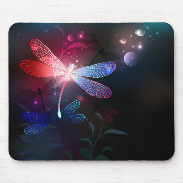 Glowing red dragonfly mouse pad (Front)