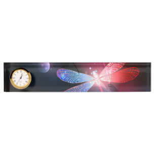 Glowing red dragonfly nameplate