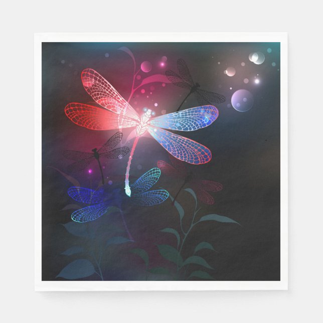 Glowing red dragonfly napkin (Front)
