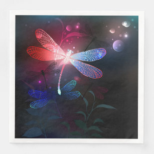 Glowing red dragonfly napkin
