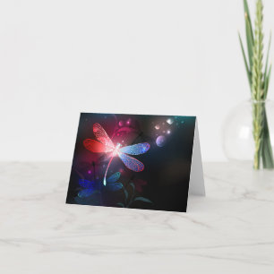 Glowing red dragonfly note card