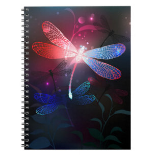 Glowing red dragonfly notebook