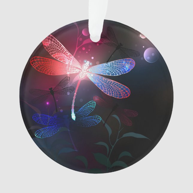 Glowing red dragonfly ornament (Front)