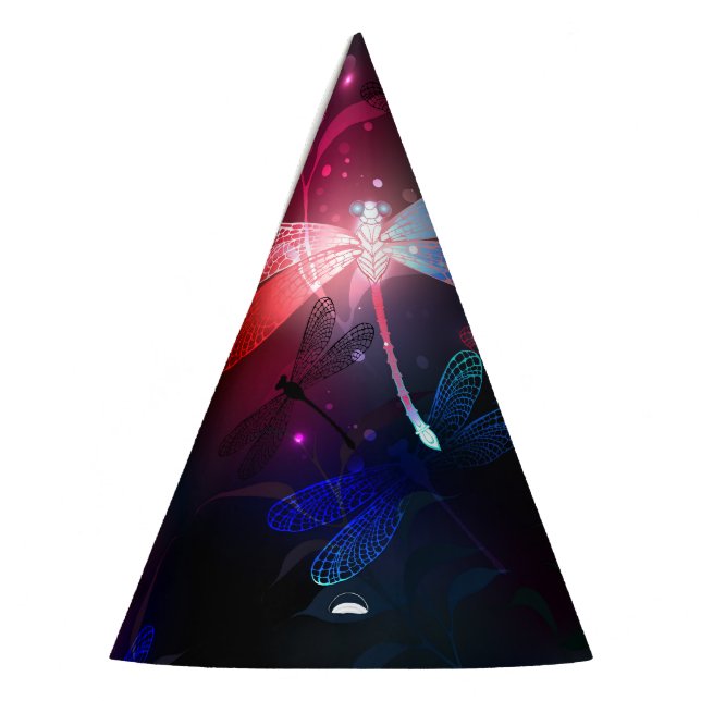 Glowing red dragonfly party hat (Left)