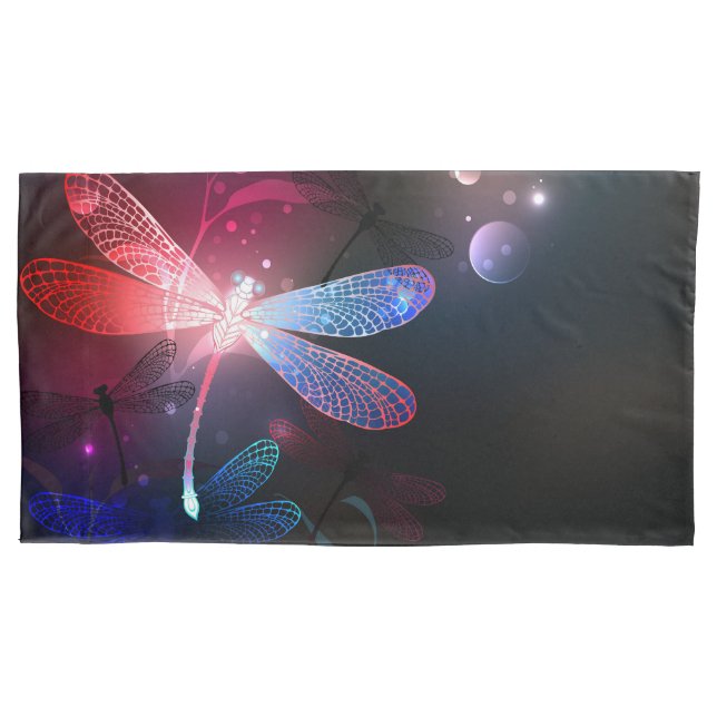 Glowing red dragonfly pillowcase (Front)