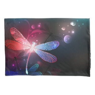 Glowing red dragonfly pillowcase