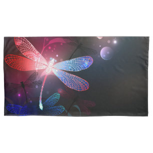 Glowing red dragonfly pillowcase