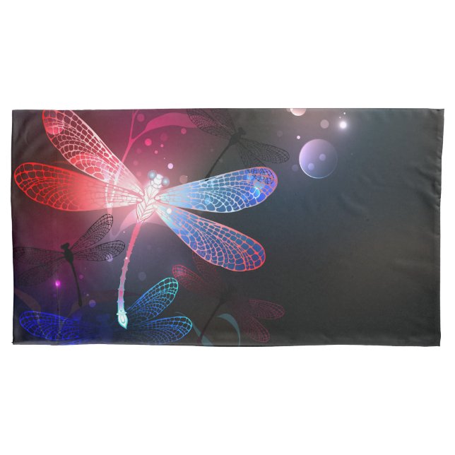 Glowing red dragonfly pillowcase (Front-Left)