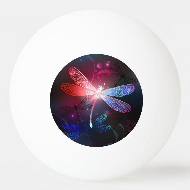Glowing red dragonfly ping pong ball (Front)