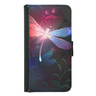 Glowing red dragonfly samsung galaxy s5 wallet case