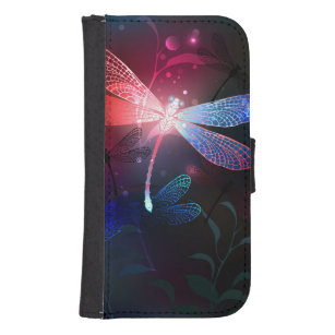Glowing red dragonfly samsung s4 wallet case