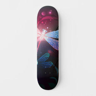 Glowing red dragonfly skateboard