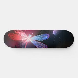 Glowing red dragonfly skateboard