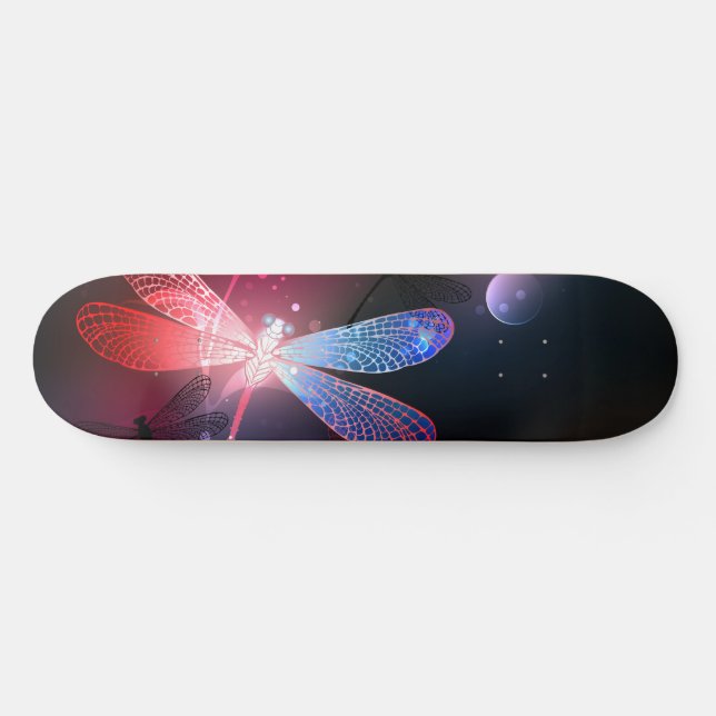 Glowing red dragonfly skateboard (Horz)