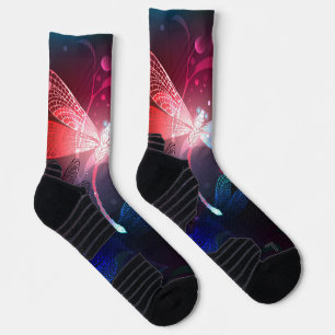 Glowing red dragonfly socks