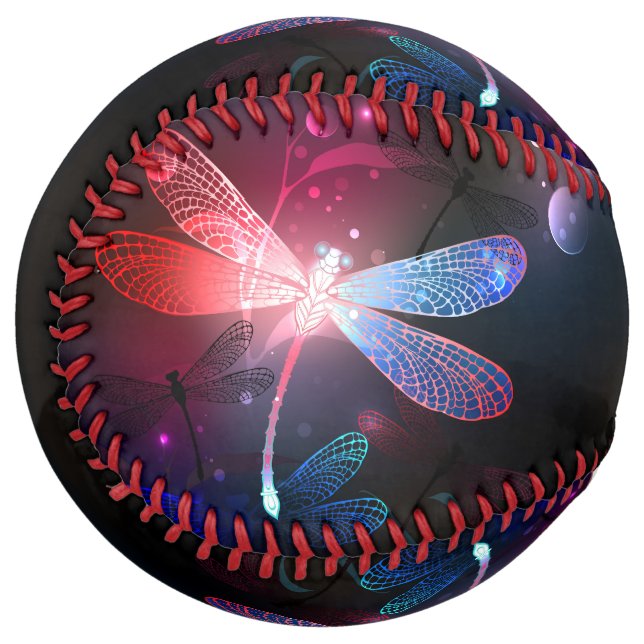 Glowing red dragonfly softball (Front Left)
