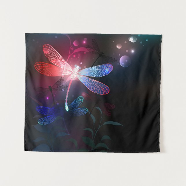 Glowing red dragonfly tapestry (Front (Horizontal))