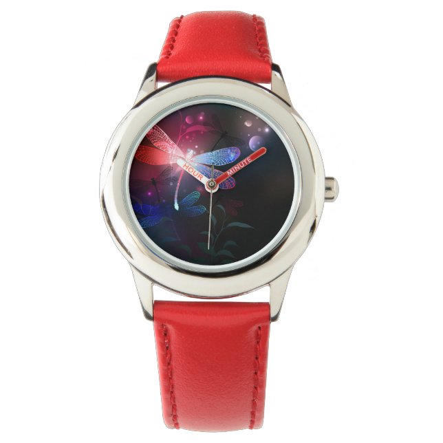 Glowing red dragonfly watch (Front)