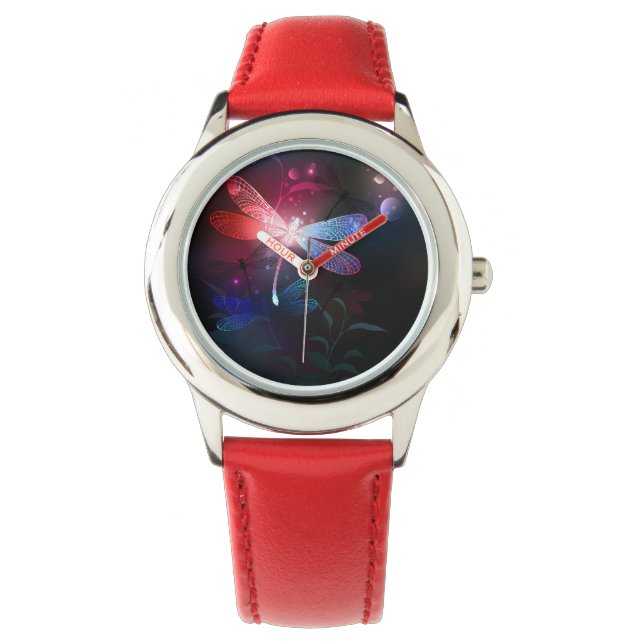Glowing red dragonfly watch (Front)