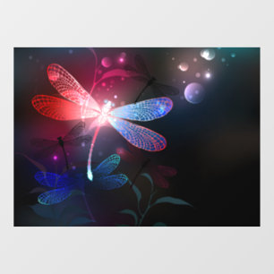 Glowing red dragonfly window cling